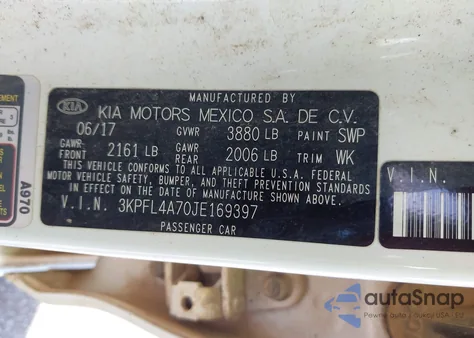 2018 Kia Forte Lx из США, поврежденный, VIN 3KPFL4A70JE169397